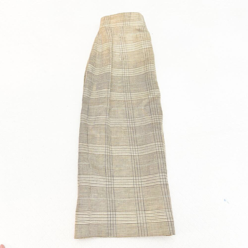Laurel Patterned Plaid Straight Linen Pencil Skir… - image 7